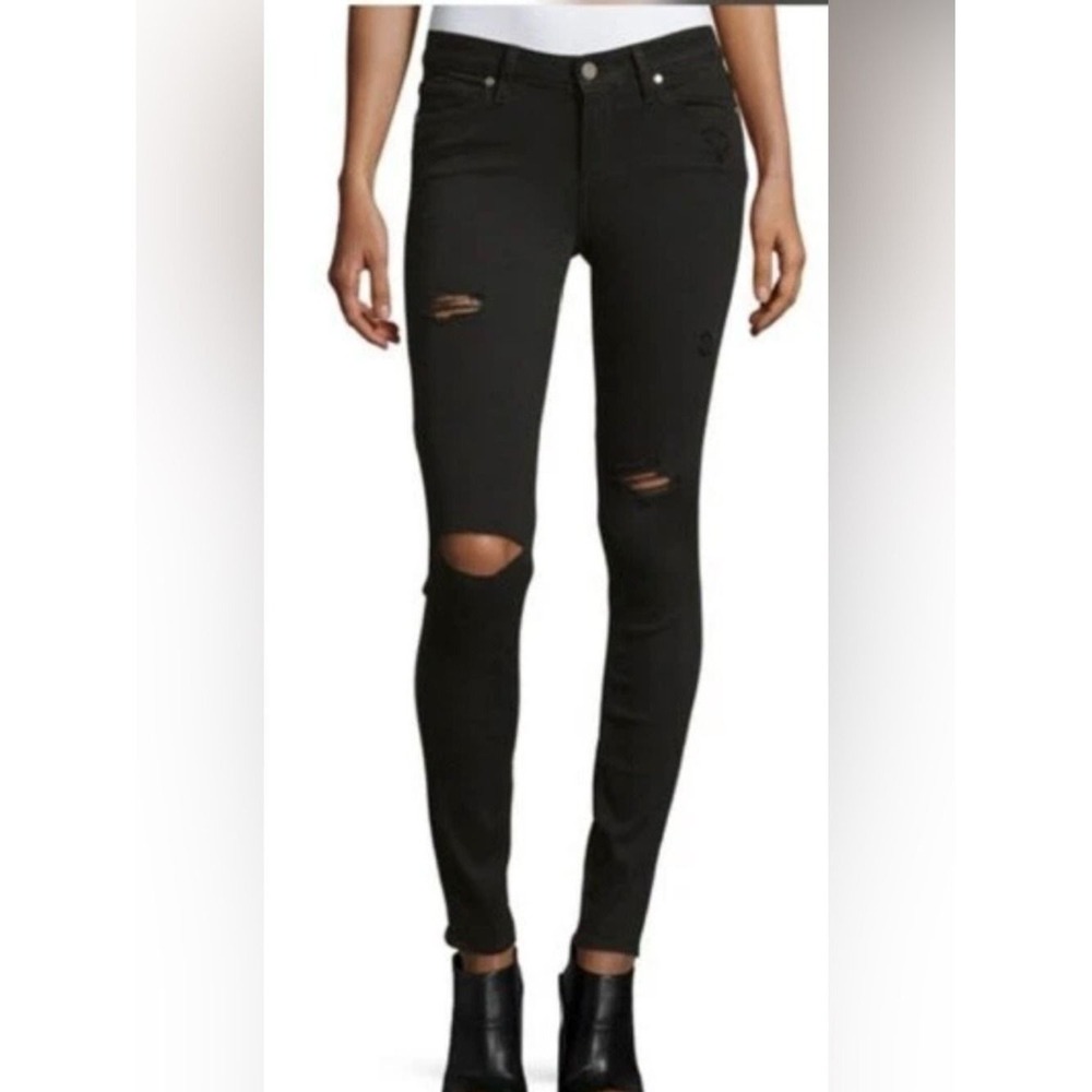 PAIGE Verdugo Ultra Skinny Jeans 26 NWT‎ Distressed Black Mid Rise Transcend